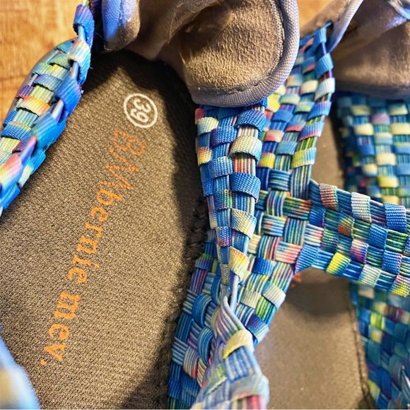 Bernie Mev Cuddly Woven Mary Jane Flats BlueMulti Color Women's Size 39/8.5 - Picture 6 of 10